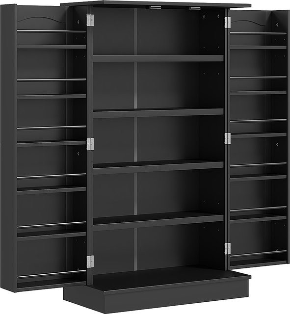 HOMCOM Küchenschrank Speisekammer mit 2 Türen und 16 Regalen, moderner Vorratsschrank in Schwarz, B/T/H: 60 x 30 x 104 cm, Aosom - Bild 1