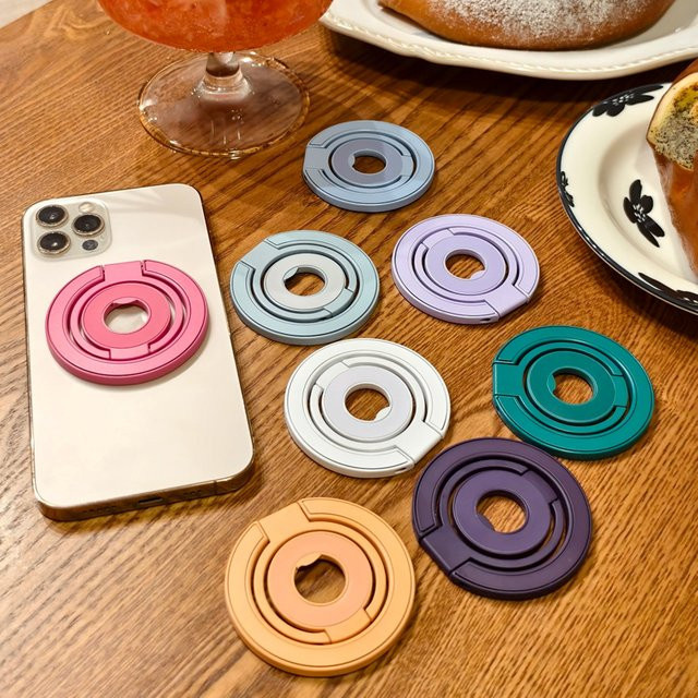 WSSHE Faltbare doppelseitige magnetische Halterung für MagSafe mit 360 Grad drehbarem Fingerring in Grün - Bild 1