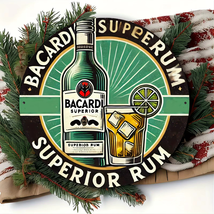 Bacardi Superior Rum rundes Metallschild aus Aluminium in Multicolour, Durchmesser: 20,32 cm - Bild 5