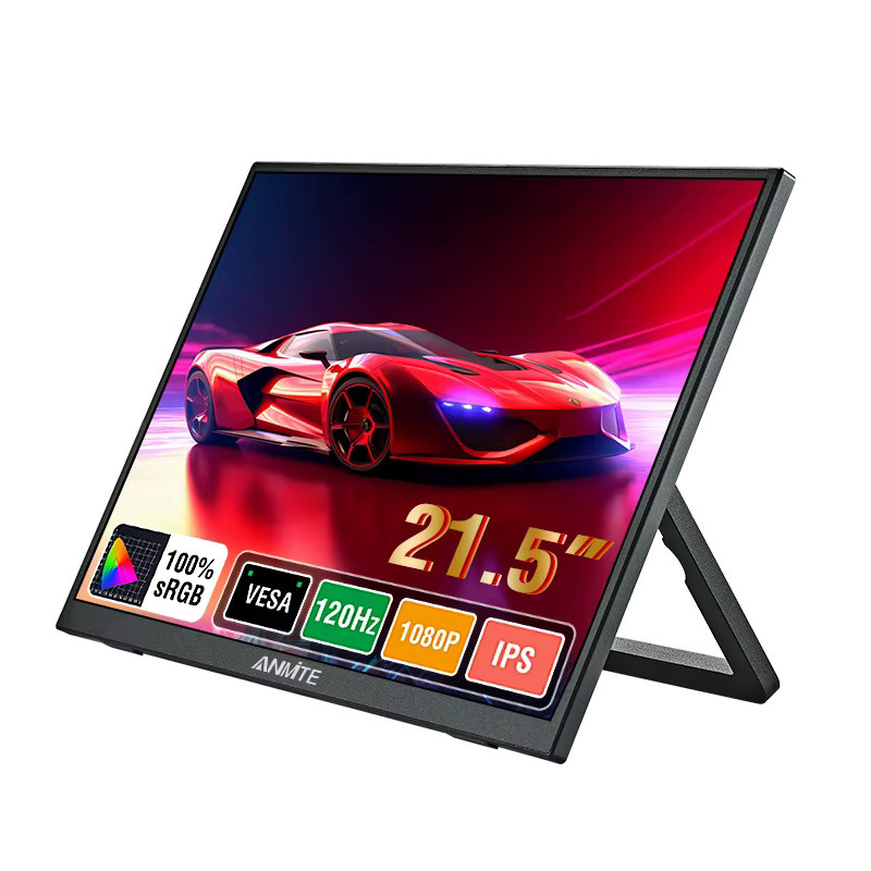 Anmite Tragbarer 21,5 Zoll Monitor mit 120 Hz, Full HD ADS-IPS HDR-Display, 100 % RGB und VESA-Halterung, Schwarz - Bild 2