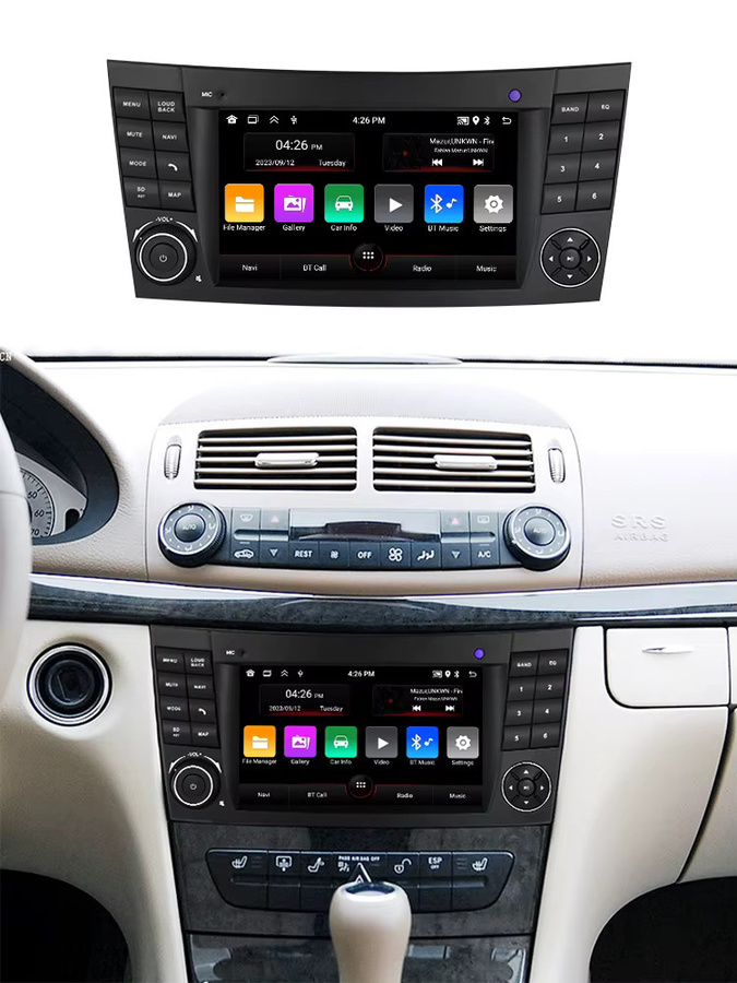 Navifly Kabelloses CarPlay Android 15 Autoradio mit Wi-Fi für Mercedes-Benz E-Klasse W211 und CLS-Klasse W219 in Schwarz - Bild 6