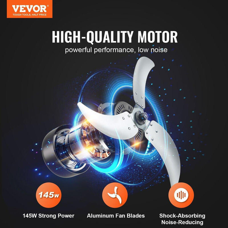Vevor Trommelventilator 24 Zoll in Orange mit 3 Geschwindigkeiten und Timer aus Metall und Aluminium für die industrielle Nutzung - Bild 8