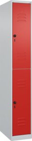 C+P Doppelstock-Spind Classic PLUS mit 1 Abteil, grau und rot, Stahl, H x B x T: 185 x 30 x 50 cm - Bild 1