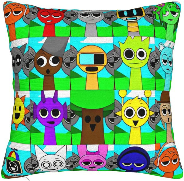 Sprunki Kissenbezüge JMG Clothing Grau und Mehrfarbig aus Polyester, Quadratisch, B/B: 45 x 45 cm - Bild 1