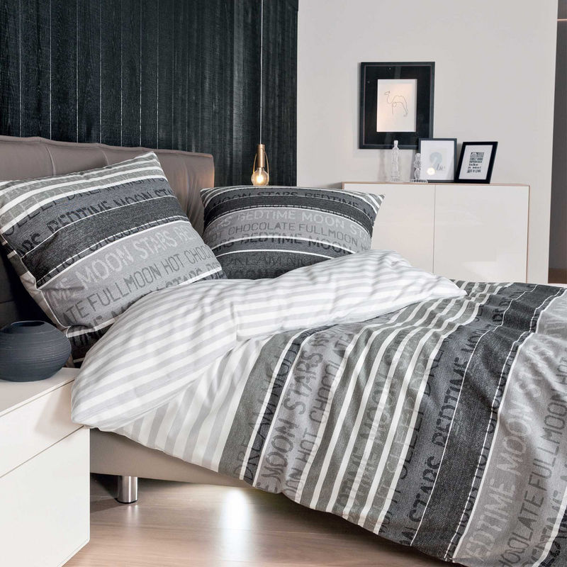 JANINE Unisex Bettwäsche aus Baumwolle in Grau, 2-teilig, Flannelette, B/H: 135 x 200 cm - Bild 3