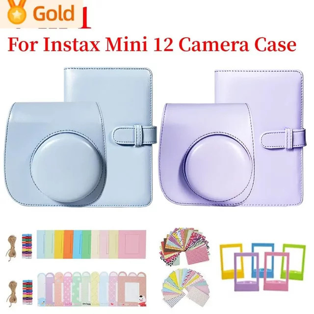Fujifilm 7-in-1 Kameratasche für Instax Mini 12 aus PU-Leder in Blau mit Schultergurt und Schutzhülle - Bild 1