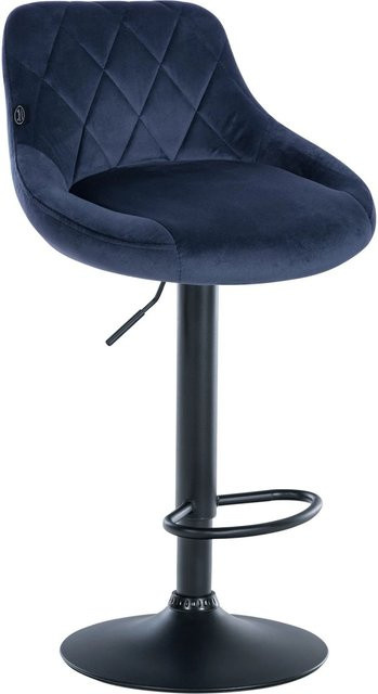 DELUKE Barhocker FALON Barstuhl aus Samt in Blau mit Lehne und 360 Grad Drehbarkeit, B/T/H: 46 x 49 x 83 cm - Bild 1