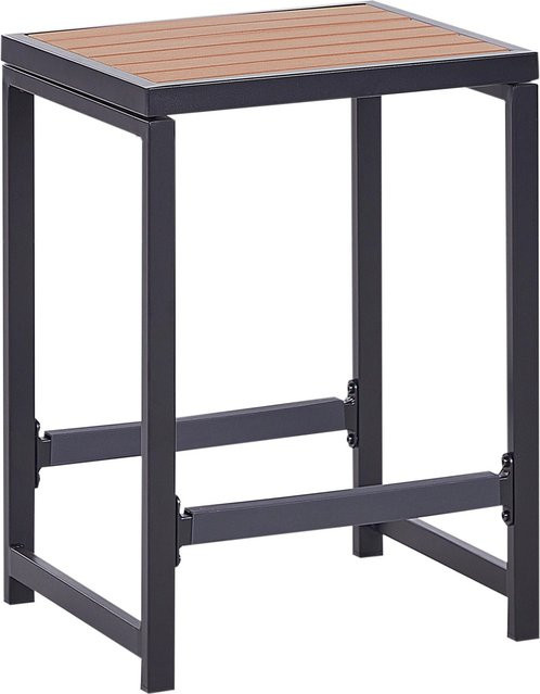 Beliani Hocker Schwarz und Heller Holzfarbton, B/T/H: 38 x 40 x 61 cm - Bild 1