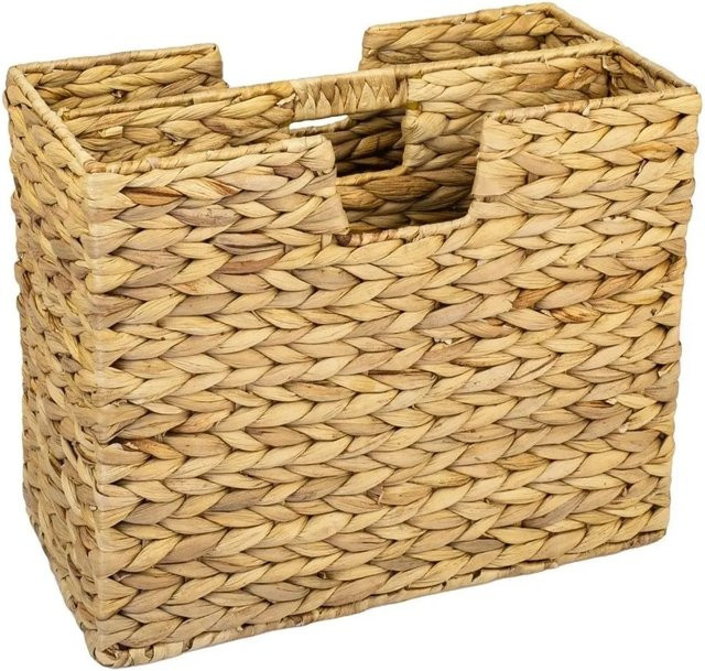 HMF Zeitungsständer Zeitungskorb aus geflochtener Wasserhyazinthe in Beige und Braun mit 2 Fächern, B/T/H: 40 x 20 x 33 cm - Bild 1