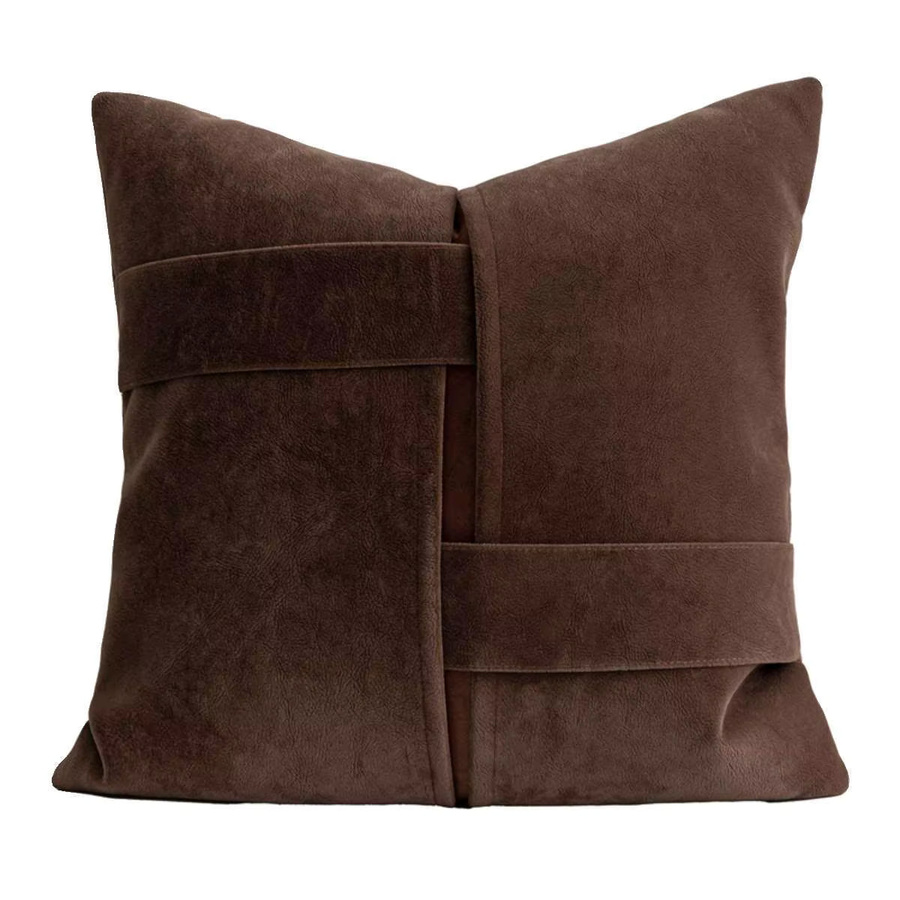 Senric Aurora Dekokissenbezug aus Leder in Braun mit geometrischem Design, B/T: 50 x 50 cm - Bild 3