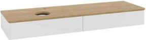 V&B Waschtischunterschrank Antao ohne Frontstruktur in Eiche Honig und Weiß Lack, Breite: 160 cm, Tiefe: 50 cm - Bild 1