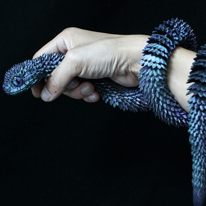 3D-gedruckte Schlange flexibles Gelenk Schlangenmodell blau - Bild 3