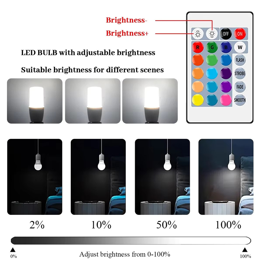 RGB LED E27 Leuchtmittel mit Fernbedienung, 6W dimmbar, Multicolour - Bild 4