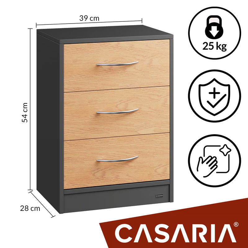 Casaria Nachttisch Eloise in Holz und Grau, B/T/H: 54 x 39 x 28 cm - Bild 2