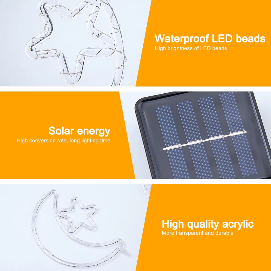 OSIDEN Solar LED Lichterkette mit Stern und Mond für Garten und Dekoration, 120 LEDs, 8 Beleuchtungsmodi - Bild 4