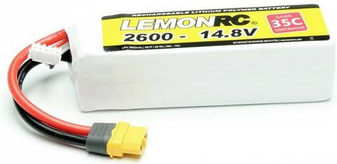 LemonRC LiPo Modellbau-Akkupack 14.8V 2600 mAh 4S 35C Softcase mit XT60 Anschluss in Weiß - Bild 1