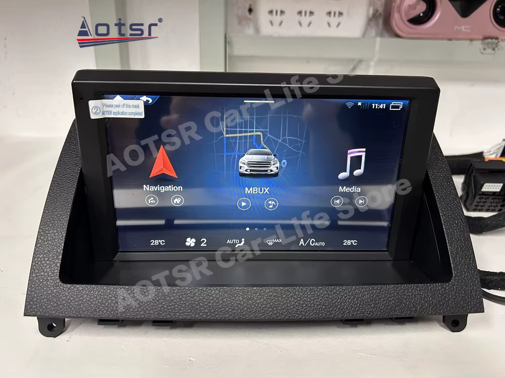 Aotsr Android Auto Multimedia Radio mit 7 Zoll Display und GPS Navigation für Mercedes-Benz C W204 2007 bis 2011 in Schwarz - Bild 4