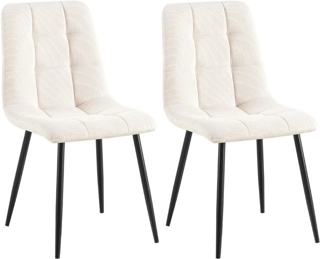 2er Set Esszimmerstühle DELUKE FIGAD in Cord Creme mit Steppmuster, B/T/H: 45 x 55 x 84 cm - Bild 1
