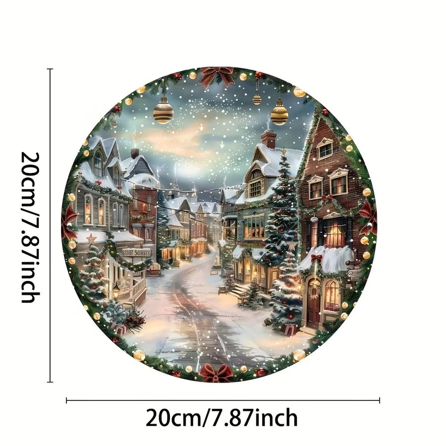 Potdemiel Magical Snowy Night Vintage Aluminiumschild Weihnachts-Wanddekoration B/H: 20,3 x 20,3 cm - Bild 2