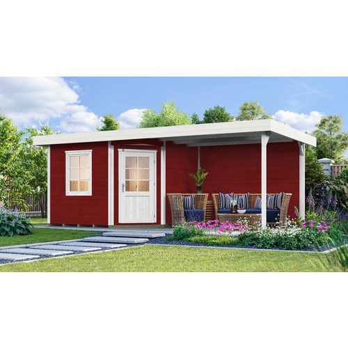 WEKA Saunahaus Salo Sparset mit 9 kW BioS Ofen in Schwedenrot, B/H/T: 646 x 237 x 338 cm - Bild 2
