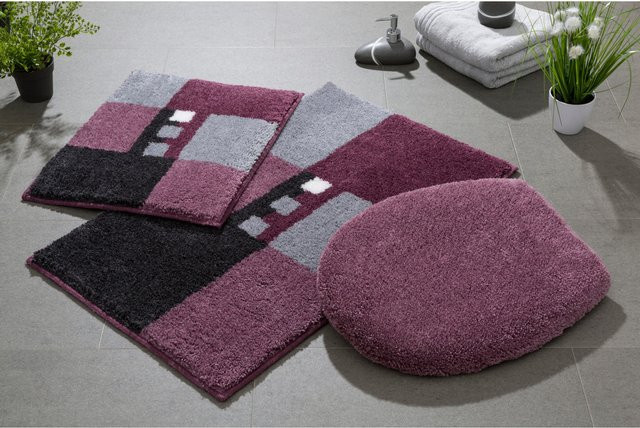 Badematte mit Grafikdesign in Pink, rutschhemmend und für Fußbodenheizung geeignet, 100% Polyacryl - Bild 1