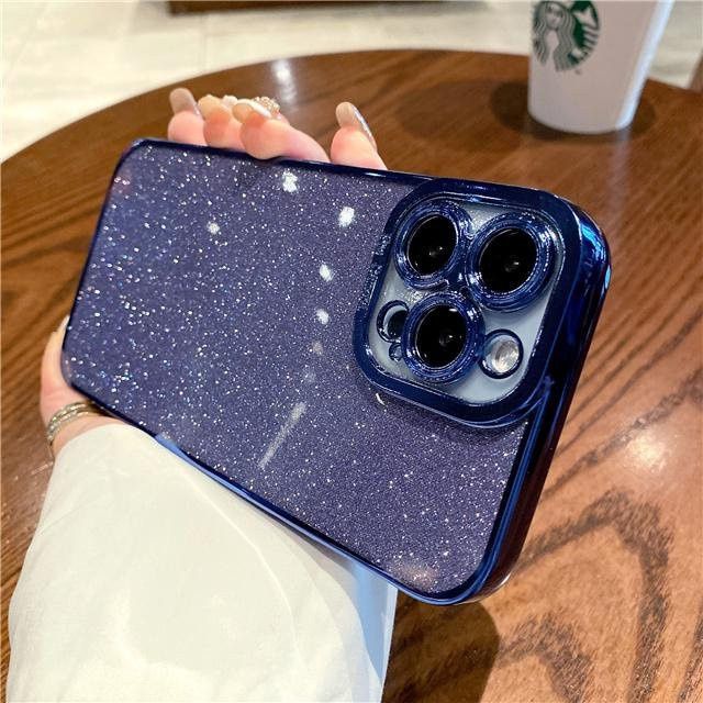 Glitzer Silikonhülle mit Luxus-Beschichtung für Apple iPhone in Navy Blau - Bild 1