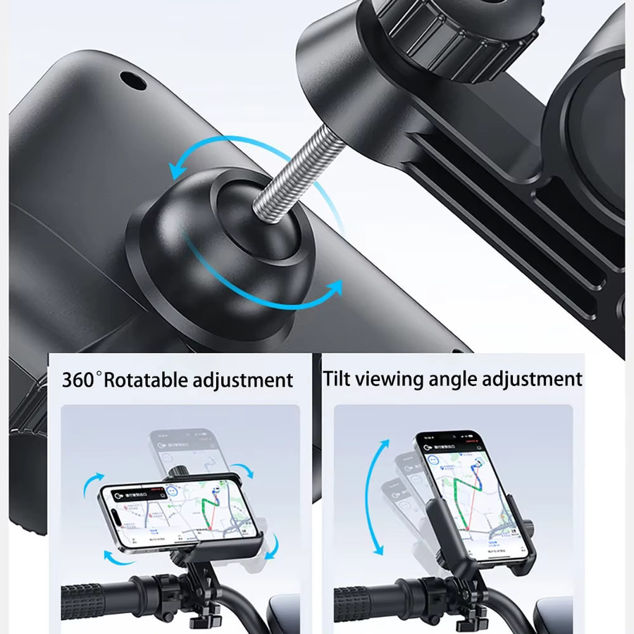 Motorrad Handyhalterung für Spiegel oder Lenker mit 360 Grad Ansicht in Schwarz - Bild 4