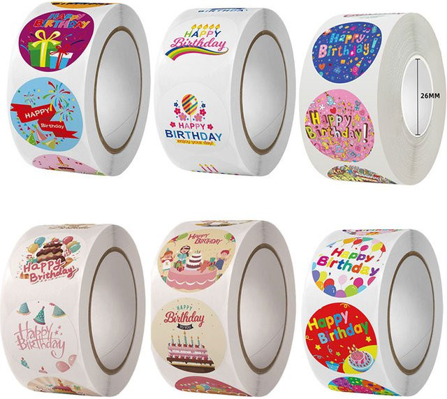 500 Stück Alles Gute zum Geburtstag Aufkleber in Mehrfarben, 1 Zoll Dekoration für Geschenkverpackungen und Briefpapier - Bild 1