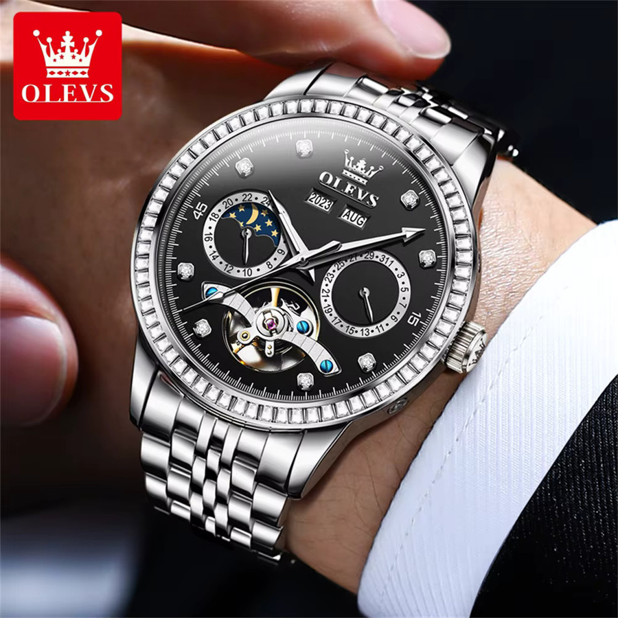 OLEVS Armbanduhr, Automatik, Edelstahl, Diamant, Herren - Bild 4