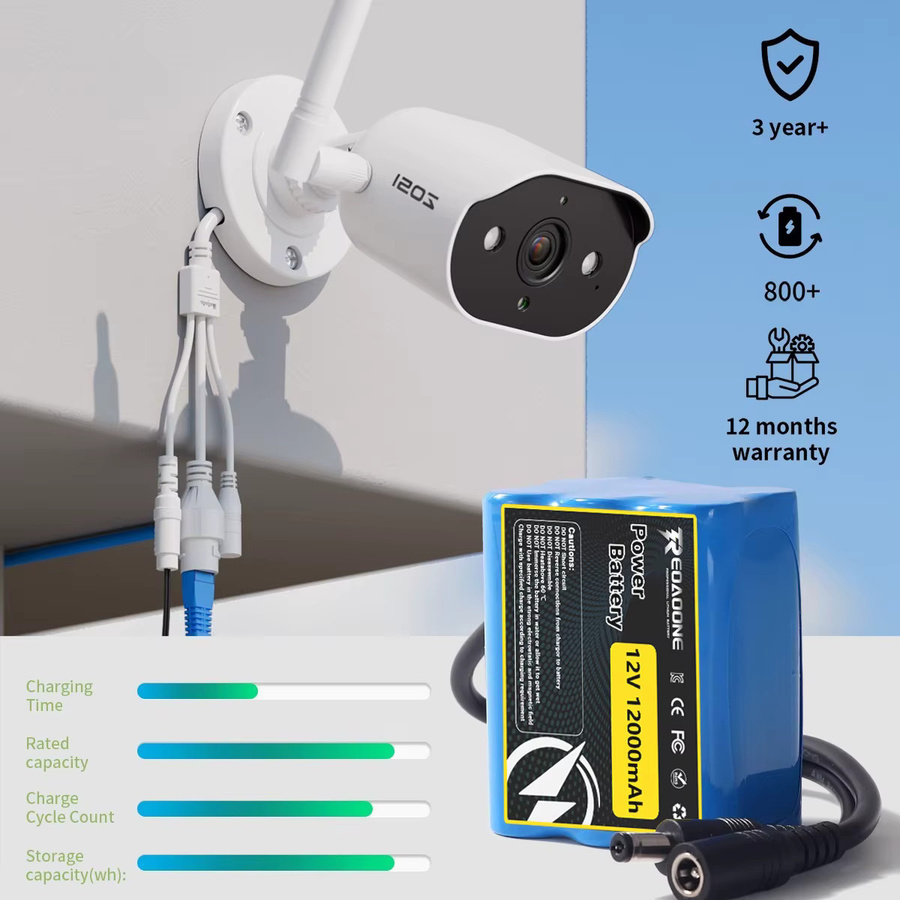 Reoaoone Wiederaufladbarer 12V 12000mAh Lithium-Ionen-Akku 3S2P mit BMS-Schutz in Blau - Bild 4