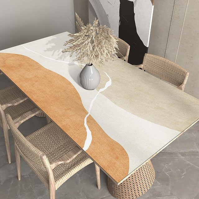 FQMM Tischdecke aus PVC in Beige, wasserabweisend und ölbeständig, B/B: 90 x 150 cm - Bild 1