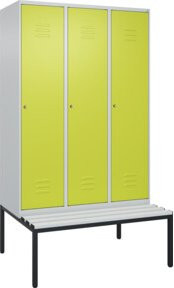 C+P Spind Classic PLUS Garderobenbank mit 3 Abteilen, Lichtgrau, B/T/H: 212 x 120 x 81,5 cm - Bild 1