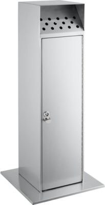 Probbax Ascher-Standsäule aus Edelstahl in Silber, abschließbar mit 23 l Volumen, B 38,0 cm x T 38,0 cm x H 88,0 cm - Bild 1