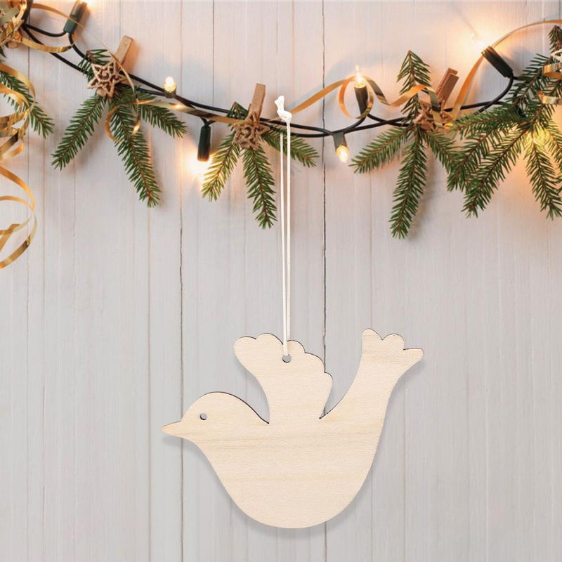 50 Stück Tooarts Holz Hängeornamente für Weihnachten mit Vogel und Rentier in Braun - Bild 2