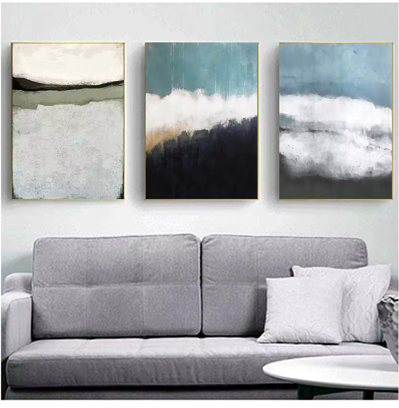 Abstraktes Wandbild von Potdemiel in Blau und Schwarz auf Leinwand - Bild 3