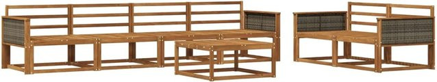 vidaXL Outdoor-Sofagarnitur aus Massivholz Akazie in Braun, 7-teiliges Set im modernen Latten-Design - Bild 1