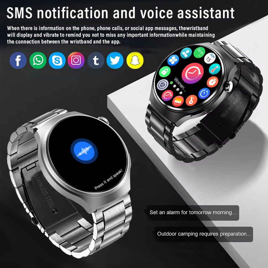 LAXASFIT Smartwatch für Herren mit 1,52 Zoll Volltouchscreen, Bluetooth-Sprachanruf und Fitness-Tracker in Silber - Bild 3