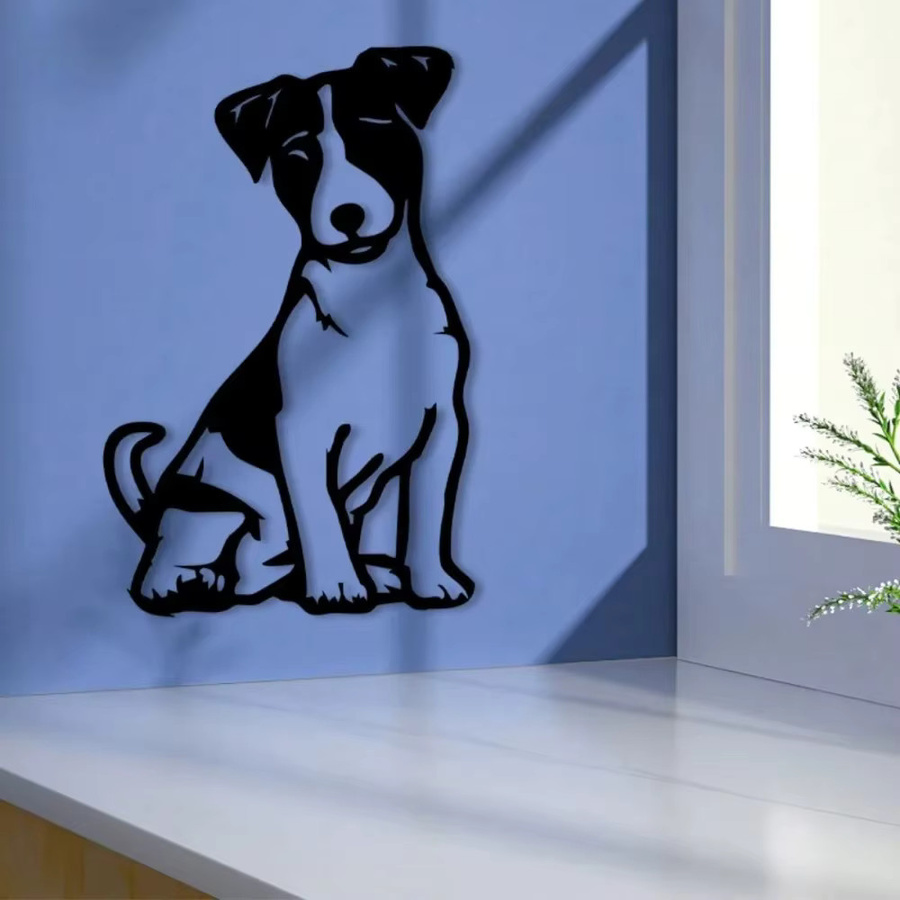 CIFBUY Vintage Jack Russell Terrier Wandkunst aus Metall in Schwarz - Bild 3