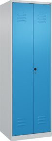 C+P Putzmittel-Spind Classic PLUS mit 2 Abteilen in Grau und Blau, H x B x T: 185 x 60 x 50 cm, mit Sicherheits-Drehriegel Verschluss 7035/5012 - Bild 1