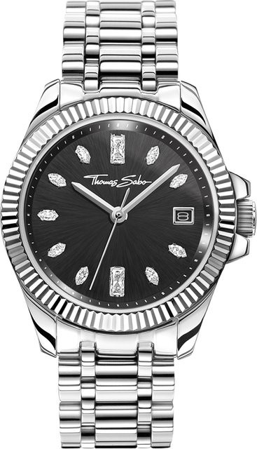 Thomas Sabo Damenuhr, Quarz, Edelstahl, Schwarz, 33 mm, 10 ATM - Bild 1