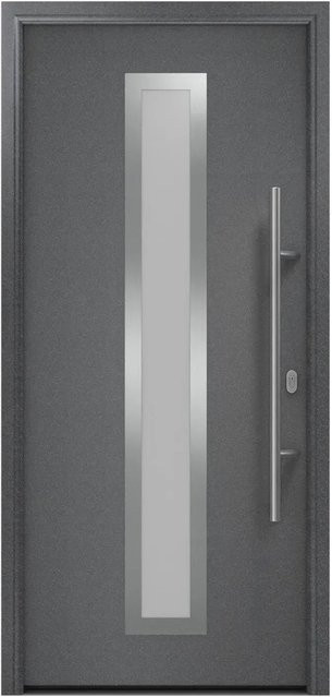 EcoStar Haustür Isopro IP 700S in Anthrazitmetallic mit Glaseinsatz, Stahl und Aluminium, B: 110 cm, H: 210 cm, DIN Rechts - Bild 1