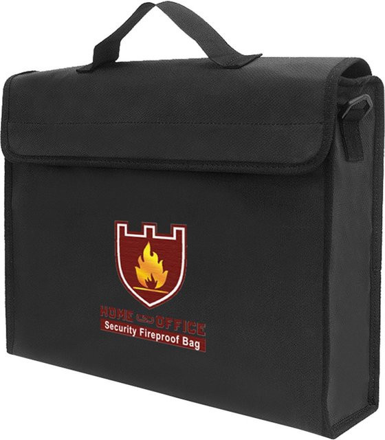 Feuerfeste Tasche von Meterk als Organizer für Gelddokumente, Bargeld, Bankkarten und Reisepässe in Schwarz, B/T/H: 38 x 28 x 7,5 cm - Bild 1