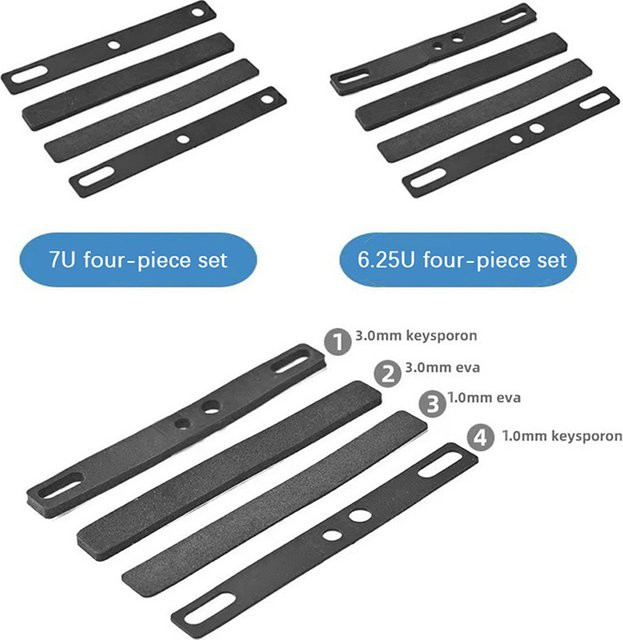 KOQZM 4er Set mechanische Tastenkappen-Dämmung für Leertasten in Schwarz, Lärmabsorbierender Schaumstoff für 6,25u und 7u Tastaturen - Bild 1