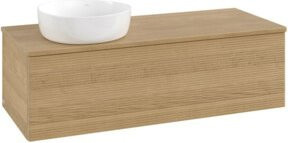 V&B Waschtischunterschrank Antao mit Frontstruktur und Beleuchtung in Honig Eiche, B/T/H: 120 x 50 x 36 cm - Bild 1