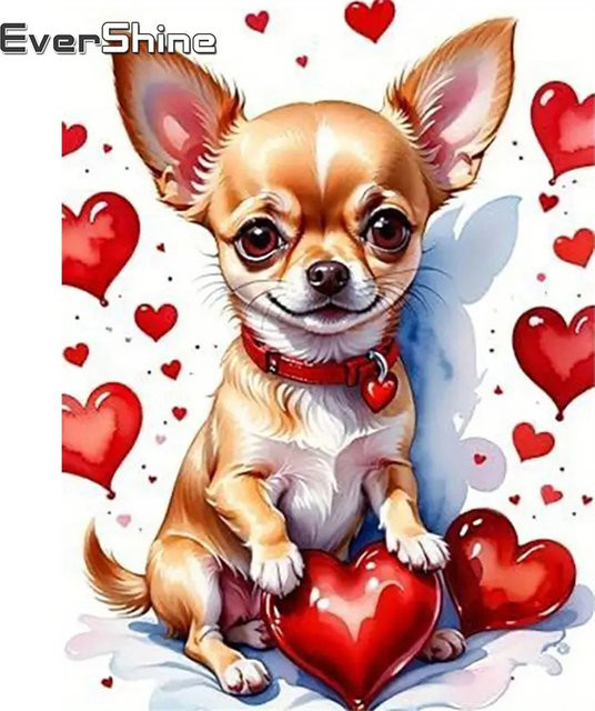 EverShine Diamantmalerei DIY Hund mit Herz Motiv als Acryl Mosaik Stickerei für Kinder in Mehrfarbig, B/H: 30 x 30 cm - Bild 1