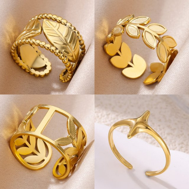 HPTOTMG Ring, vergoldeter Edelstahl, Gold, Damen, minimalistisch - Bild 1