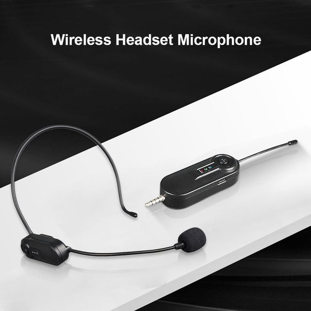 ZuiyouPet UHF Kabelloses Headset-Mikrofon-System in Schwarz mit 50m Reichweite, eingebauter Batterie, 3,5-mm-TRRS-Stecker und 6,35-mm-Adapter für Smartphones und Rundfunkaufnahmen - Bild 1