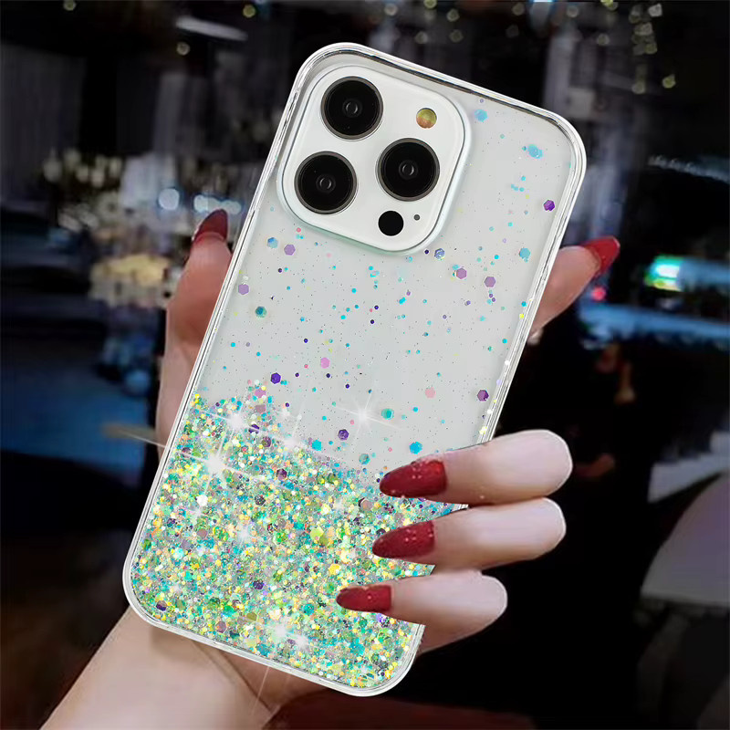 Glitzer-Handyhülle mit Nachtlicht-Effekt und flüssigem Treibsand in Pink für Apple iPhone Modelle (iPhone 17 bis 11 Pro Max) mit TPU Soft Case - Bild 3