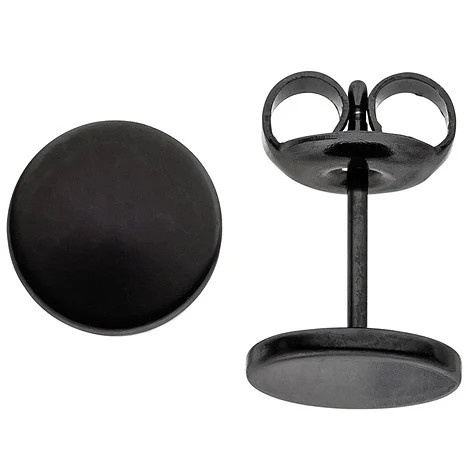 Colfem Ohrstecker Edelstahl, schwarz beschichtet, 8 mm, Unisex - Bild 1