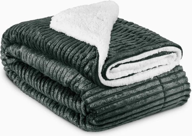 Beautissu Elisa Sherpa Decke aus Polyester, Schwarz, B: 220 cm, T: 240 cm - Bild 1